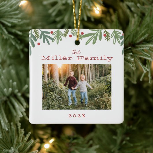 フェスティバルクリスマスボタニカルホリデーカードセラミック セラミックオーナメント (ツリー)