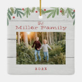 フェスティバルクリスマスボタニカルホリデーカードセラミック セラミックオーナメント (裏面)