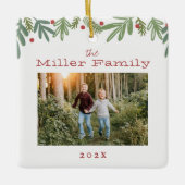 フェスティバルクリスマスボタニカルホリデーカードセラミック セラミックオーナメント (正面)