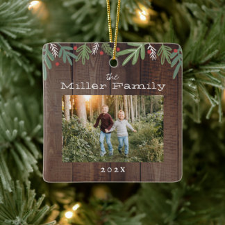 フェスティバルクリスマスボタニカルホリデーカード セラミックオーナメント