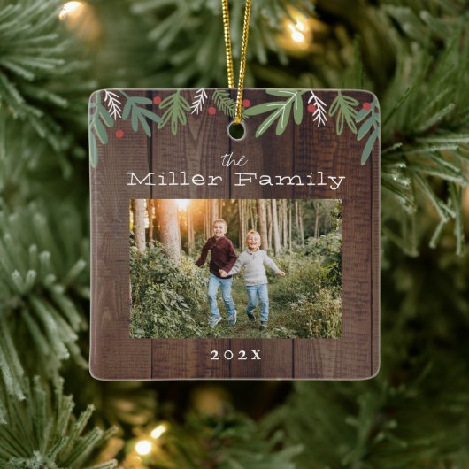 フェスティバルクリスマスボタニカルホリデーカード セラミックオーナメント (ツリー)