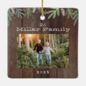 フェスティバルクリスマスボタニカルホリデーカード セラミックオーナメント (裏面)