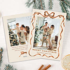 フェスティバルクリスマスボホベージュリボン2写真 シーズンカード