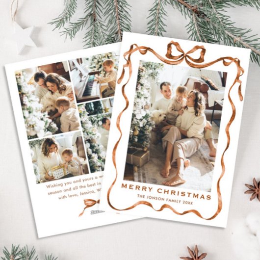 フェスティバルクリスマスボホベージュリボン5写真 シーズンカード