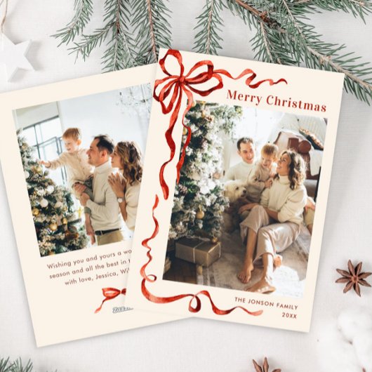 フェスティバルクリスマスボホレッドボウリボン2写真 シーズンカード