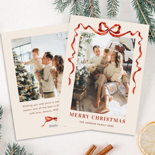 フェスティバルクリスマスボホレッドボウリボン2写真 シーズンカード