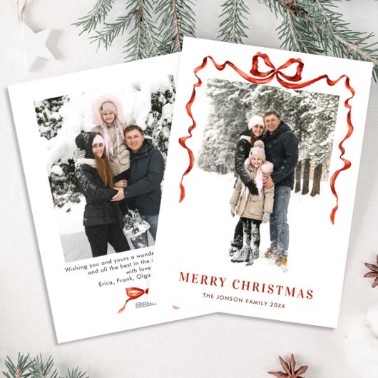 フェスティバルクリスマスボホレッドボウリボン2写真 シーズンカード