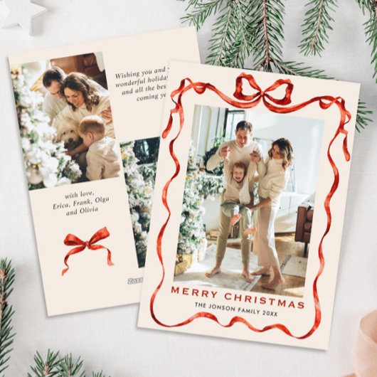 フェスティバルクリスマスボホレッドボウリボン3写真 シーズンカード