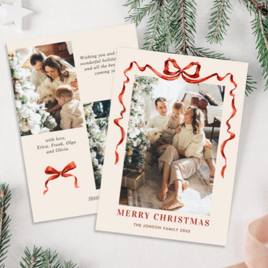 フェスティバルクリスマスボホレッドボウリボン3写真 シーズンカード