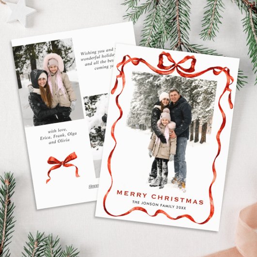 フェスティバルクリスマスボホレッドボウリボン3写真 シーズンカード