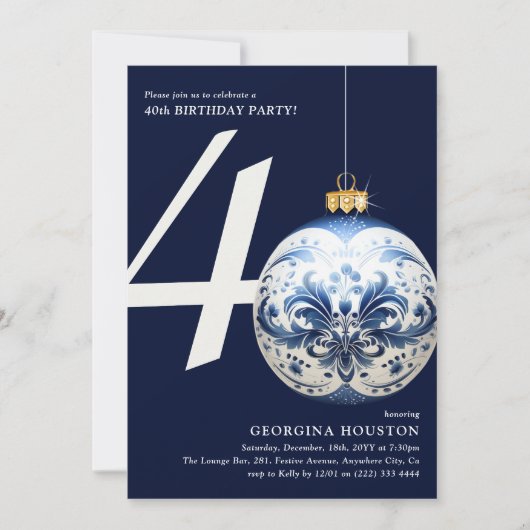 フェスティバルクリスマスボードブル40th誕生日パーティー 招待状 (正面)