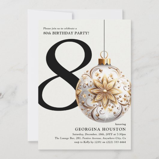 フェスティバルクリスマスボードブル80th誕生日パーティー 招待状 (正面)