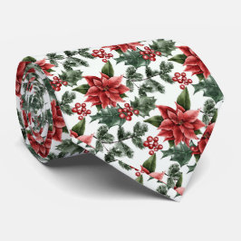 フェスティバルクリスマスポインセチアのタイル模様ネックティ ネクタイ