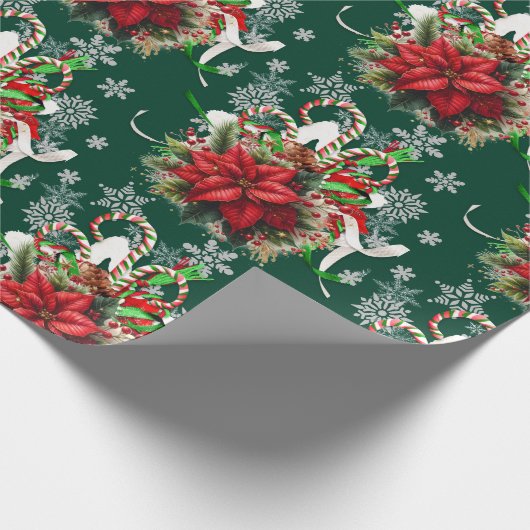 フェスティバルクリスマスポインセチアフローラ ラッピングペーパー (角)