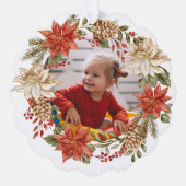 フェスティバルクリスマスポインセチアリース写真 オーナメントカード (正面)