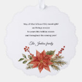 フェスティバルクリスマスポインセチアリース写真 オーナメントカード (裏面)