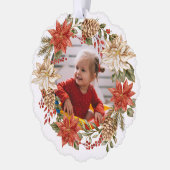 フェスティバルクリスマスポインセチアリース写真 オーナメントカード (左)