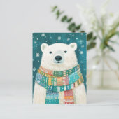 フェスティバルクリスマスポーラーベアーグリーティングカード ポストカード (スタンド正面)