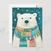 フェスティバルクリスマスポーラーベアーグリーティングカード ポストカード (正面/裏面)
