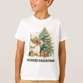 フェスティバルクリスマスポーラーベア追加文字Tシャツ Tシャツ (正面)