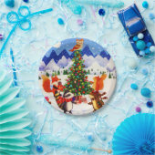 フェスティバルクリスマスマウンテンウッドランドアニマルファミリー ペーパープレート (パーティー)