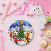 フェスティバルクリスマスマウンテンウッドランドアニマルファミリー ペーパープレート (パーティー)