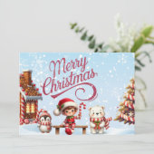 フェスティバルクリスマスマグと小妖精や小人、ペンギン招待状 招待状 (スタンド正面)