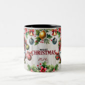 フェスティバルクリスマスマグカップと格言、季節の景色 ツートーンマグカップ (中央)