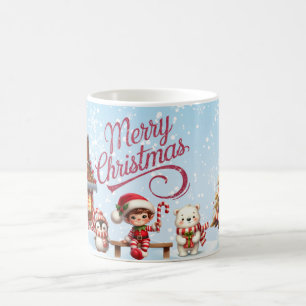 フェスティバルクリスマスマグI小妖精や小人、ペンギン&ポーラーベア コーヒーマグカップ