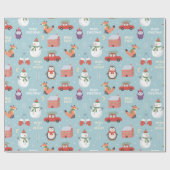 フェスティバルクリスマスマンガキツネ雪だるまカーペンギン ラッピングペーパー (フラット)
