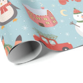 フェスティバルクリスマスマンガキツネ雪だるまカーペンギン ラッピングペーパー (ロールコーナー)