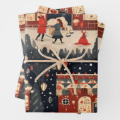フェスティバルクリスマスマーケットパターン ラッピングペーパーシート (インサイチュ)