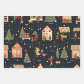 フェスティバルクリスマスマーケットパターン ラッピングペーパーシート (正面2)