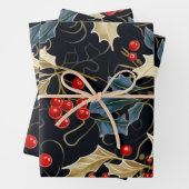 フェスティバルクリスマスミストレ葉トー,ホリー果実 ラッピングペーパーシート (インサイチュ)