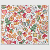 フェスティバルクリスマスミニホリデーアイコン ラッピングペーパー (フラット)