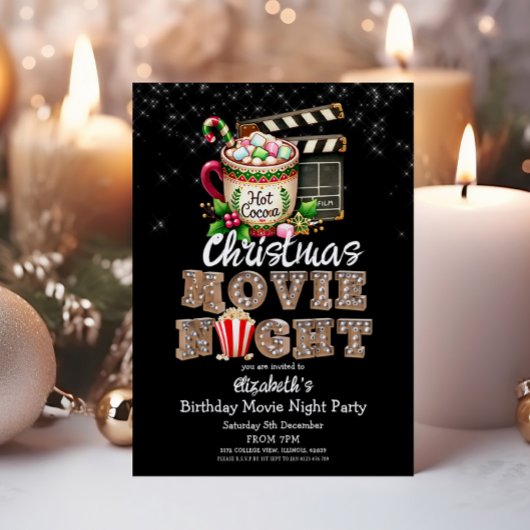 フェスティバルクリスマスムービーナイトココアポップコーンパーティー 招待状
