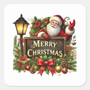 フェスティバルクリスマスメリークリスマスサブタ スクエアシール
