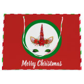 フェスティバルクリスマスユニコーン追加メッセージバッグ ラージペーパーバッグ (正面)