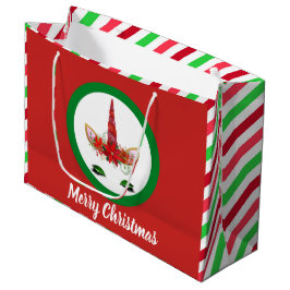 フェスティバルクリスマスユニコーン追加メッセージバッグ ラージペーパーバッグ