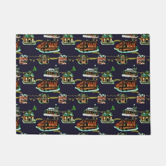 フェスティバルクリスマスライトアップタウンハウスツリー ドアマット (正面)