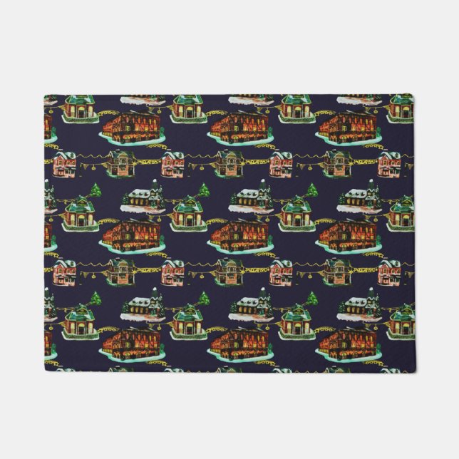 フェスティバルクリスマスライトアップタウンハウスツリー ドアマット (正面)