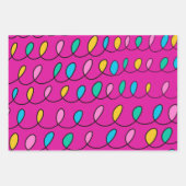 フェスティバルクリスマスライトパターンPInk ラッピングペーパーシート (正面)