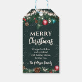 フェスティバルクリスマスライトマツ枝ススノーグリーン ギフトタグ (正面)