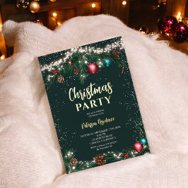 フェスティバルクリスマスライトマツ枝ススノーグリーン 箔招待状