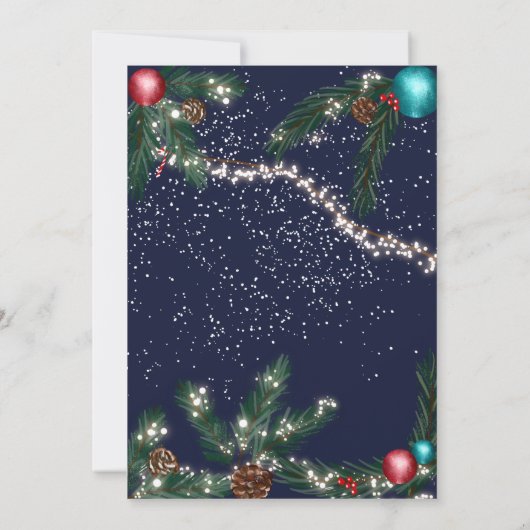 フェスティバルクリスマスライトマツ枝ススノーブルー 招待状 (裏面)