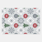 フェスティバルクリスマスラッピング紙と雪片 ラッピングペーパーシート (正面)