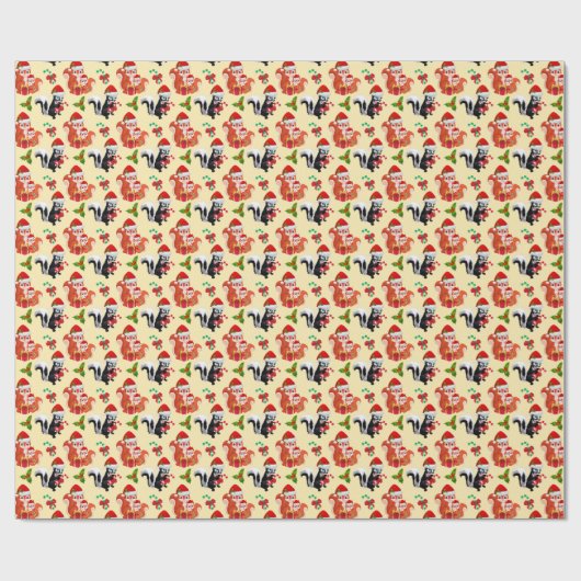 フェスティバルクリスマスリスがタイルを張った動物をすばやく ラッピングペーパー (フラット)