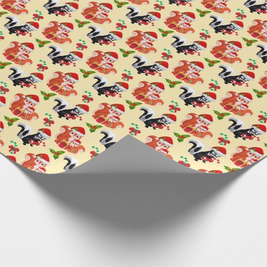 フェスティバルクリスマスリスがタイルを張った動物をすばやく ラッピングペーパー (角)