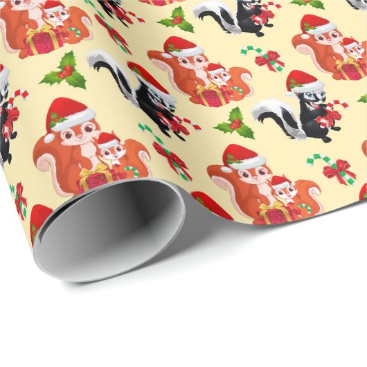 フェスティバルクリスマスリスがタイルを張った動物をすばやく ラッピングペーパー (ロールコーナー)