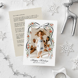 フェスティバルクリスマスリボンとポインセチア シーズンカード